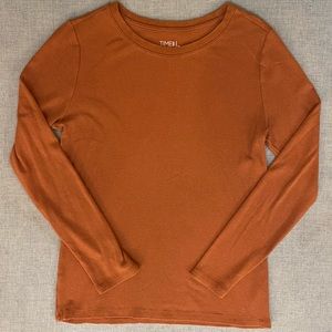 TIME AND TRU brand long sleeve tee, burnt orange color, size medium.